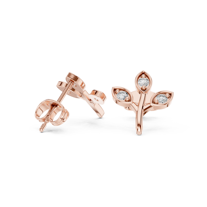 Elegant Three Leaf Diamond Studs