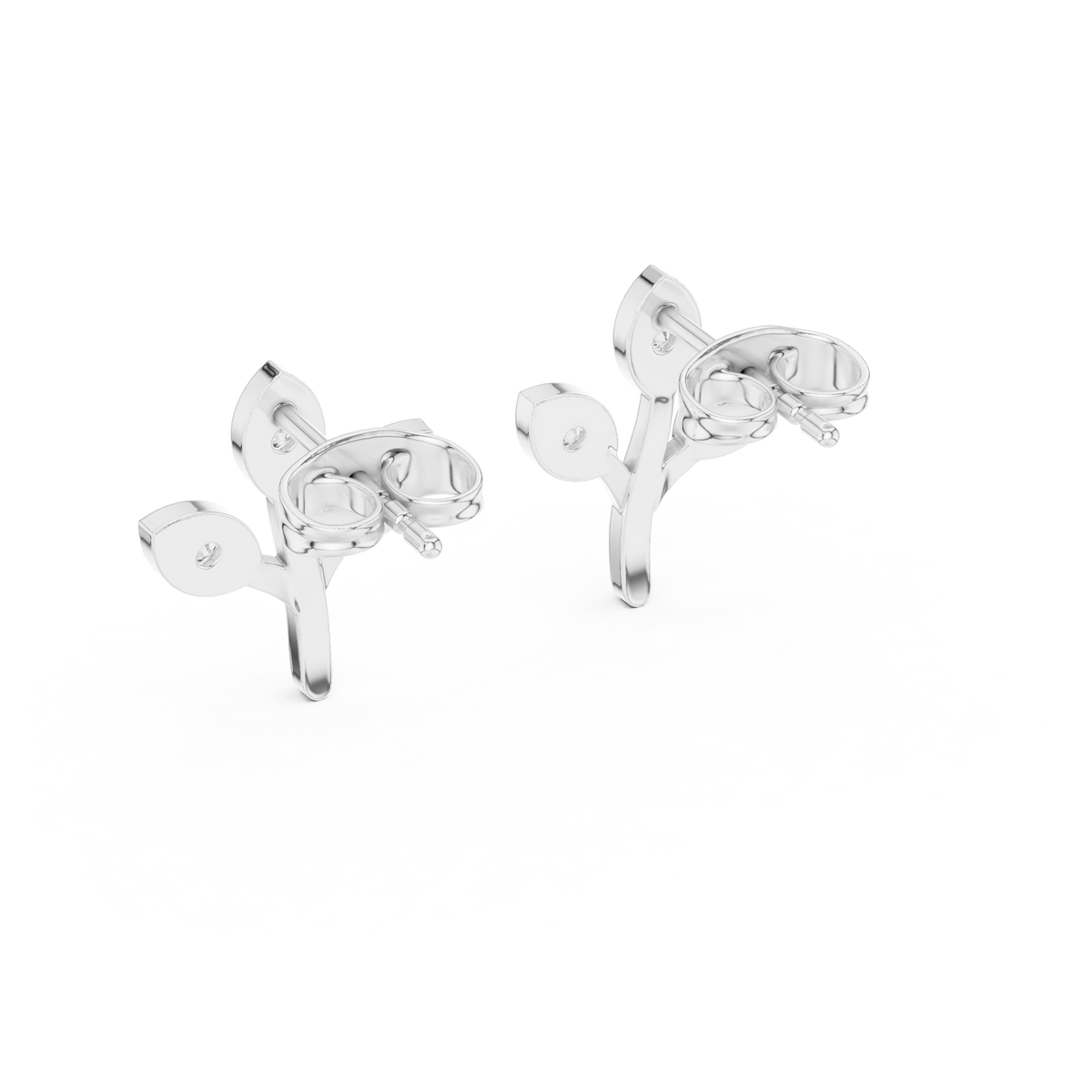 Elegant Three Leaf Diamond Studs