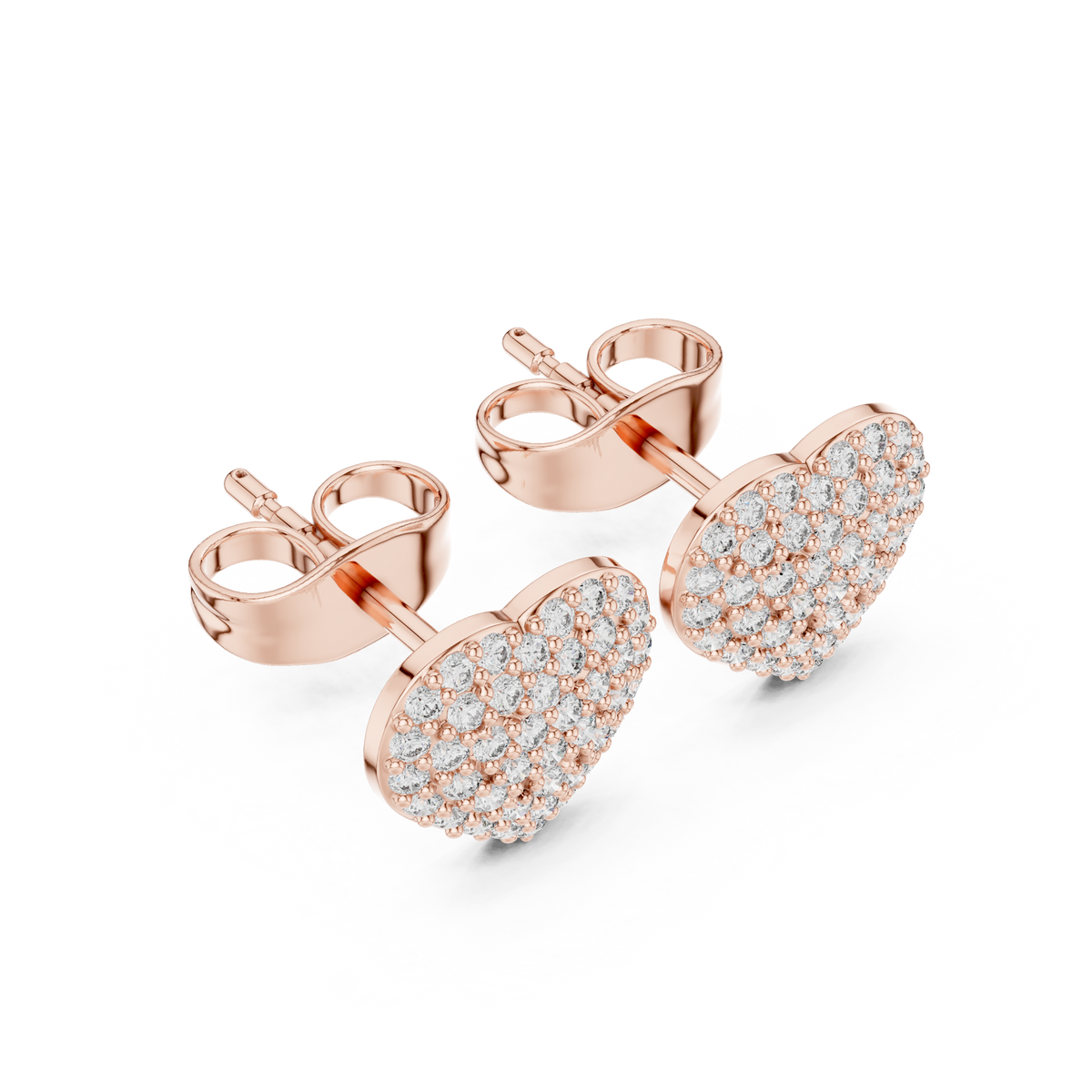 Radiant Pavé Heart Diamond Studs