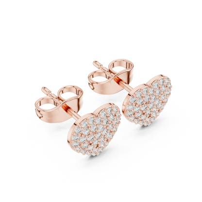 Radiant Pavé Heart Diamond Studs