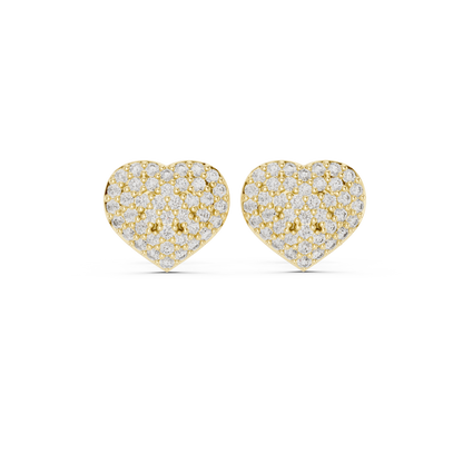 Radiant Pavé Heart Diamond Studs