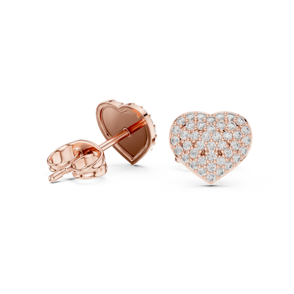 Radiant Pavé Heart Diamond Studs