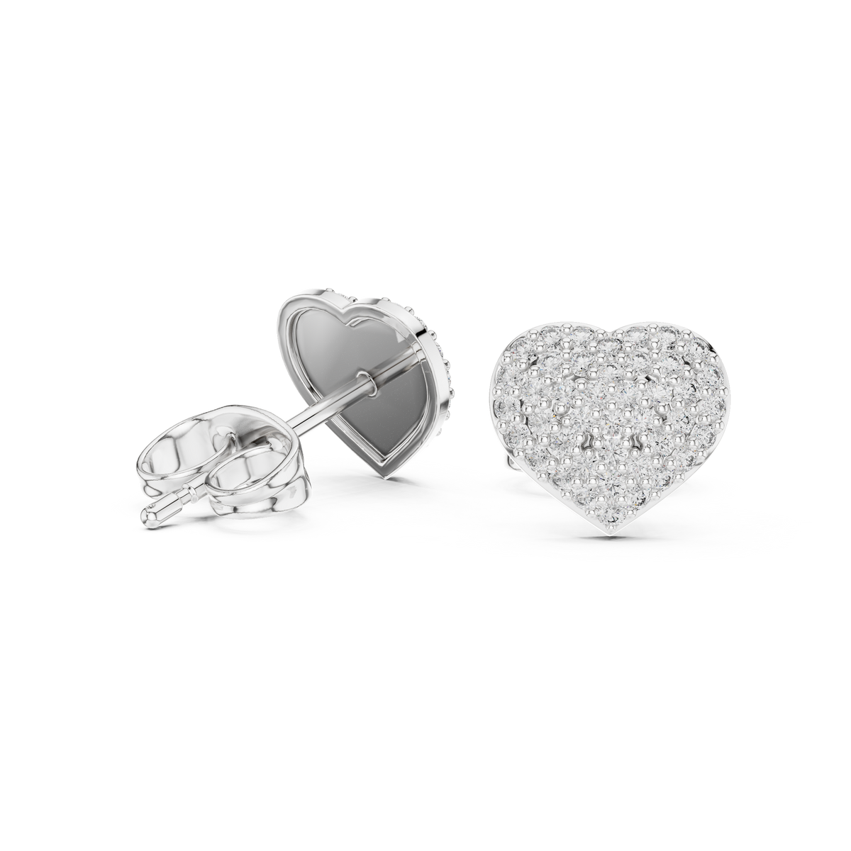 Radiant Pavé Heart Diamond Studs