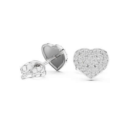 Radiant Pavé Heart Diamond Studs