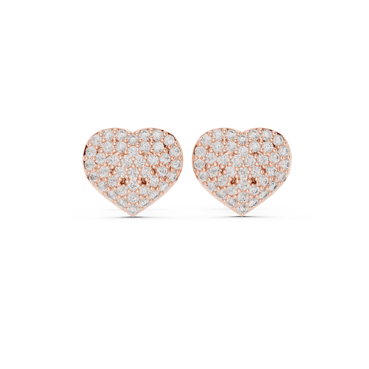 Radiant Pavé Heart Diamond Studs