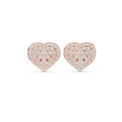 Radiant Pavé Heart Diamond Studs