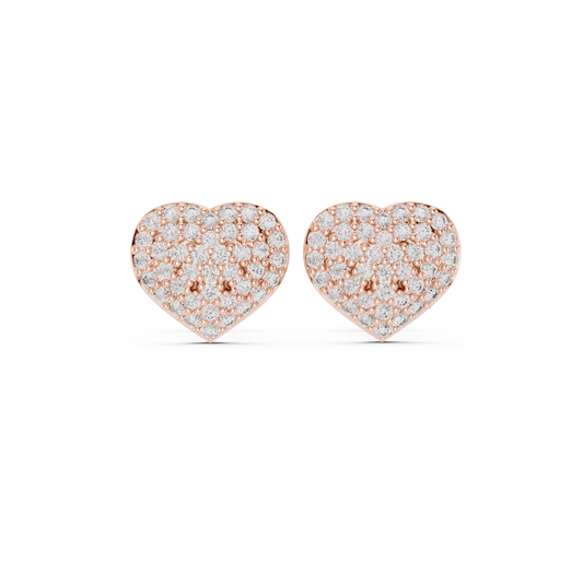 Radiant Pavé Heart Diamond Studs