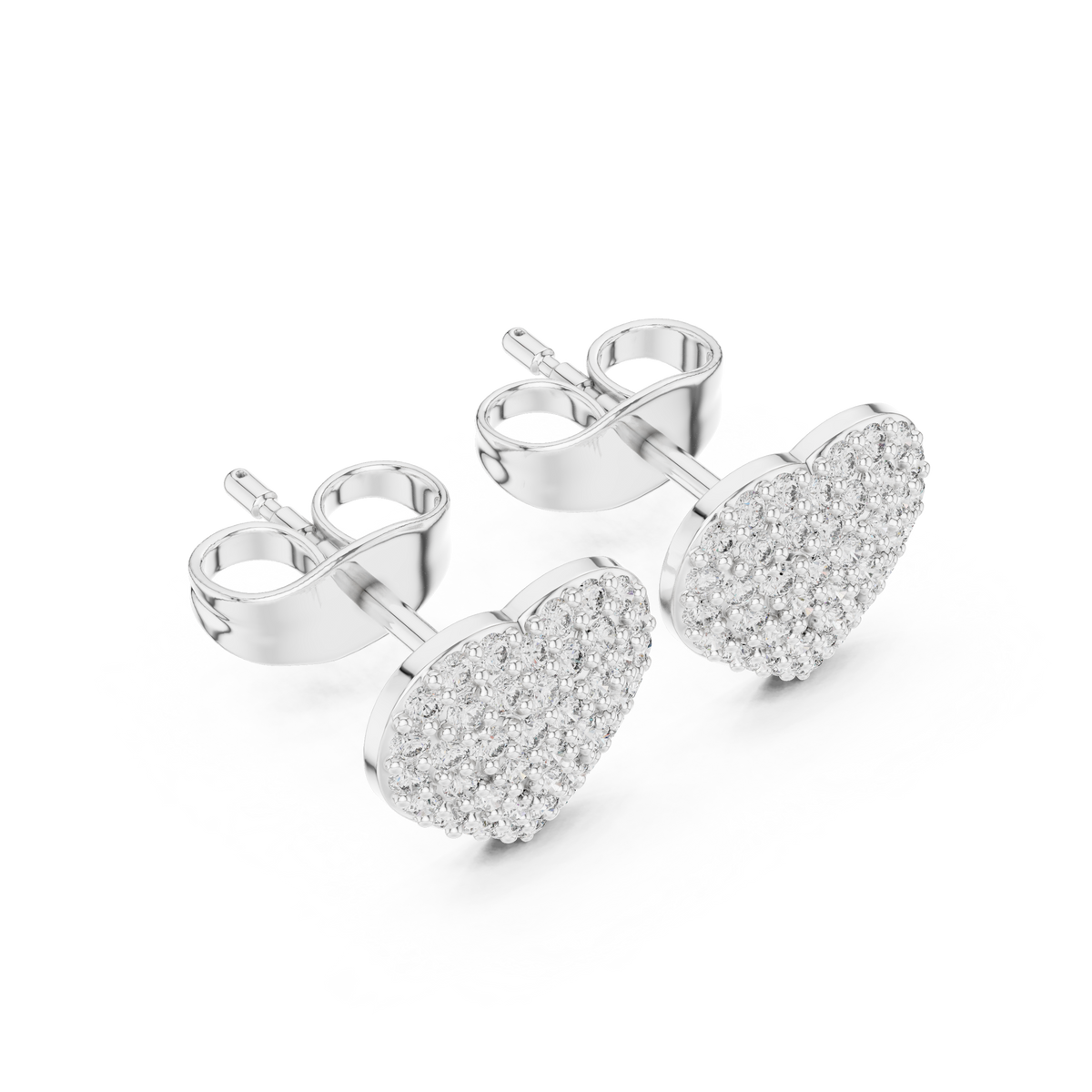 Radiant Pavé Heart Diamond Studs