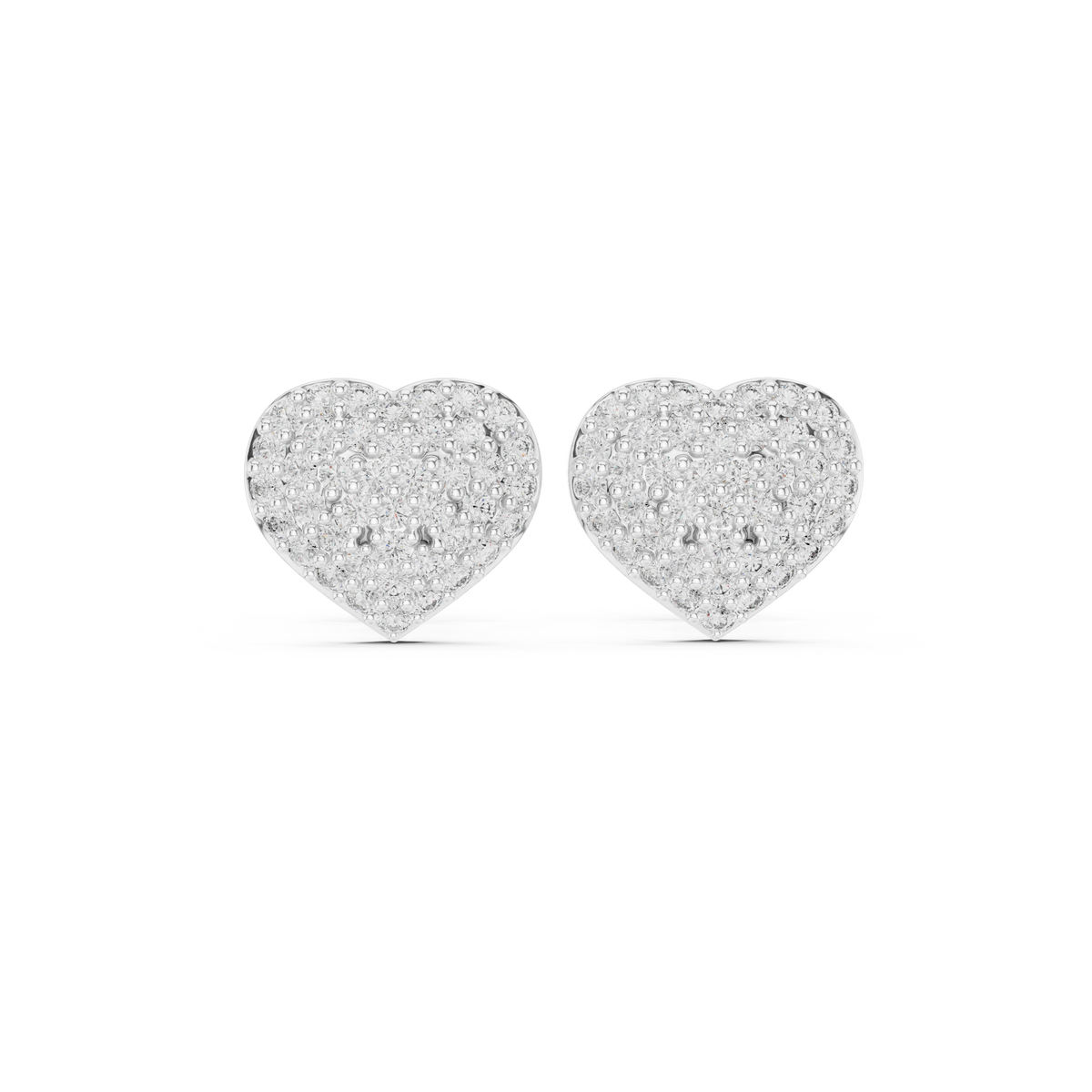 Radiant Pavé Heart Diamond Studs