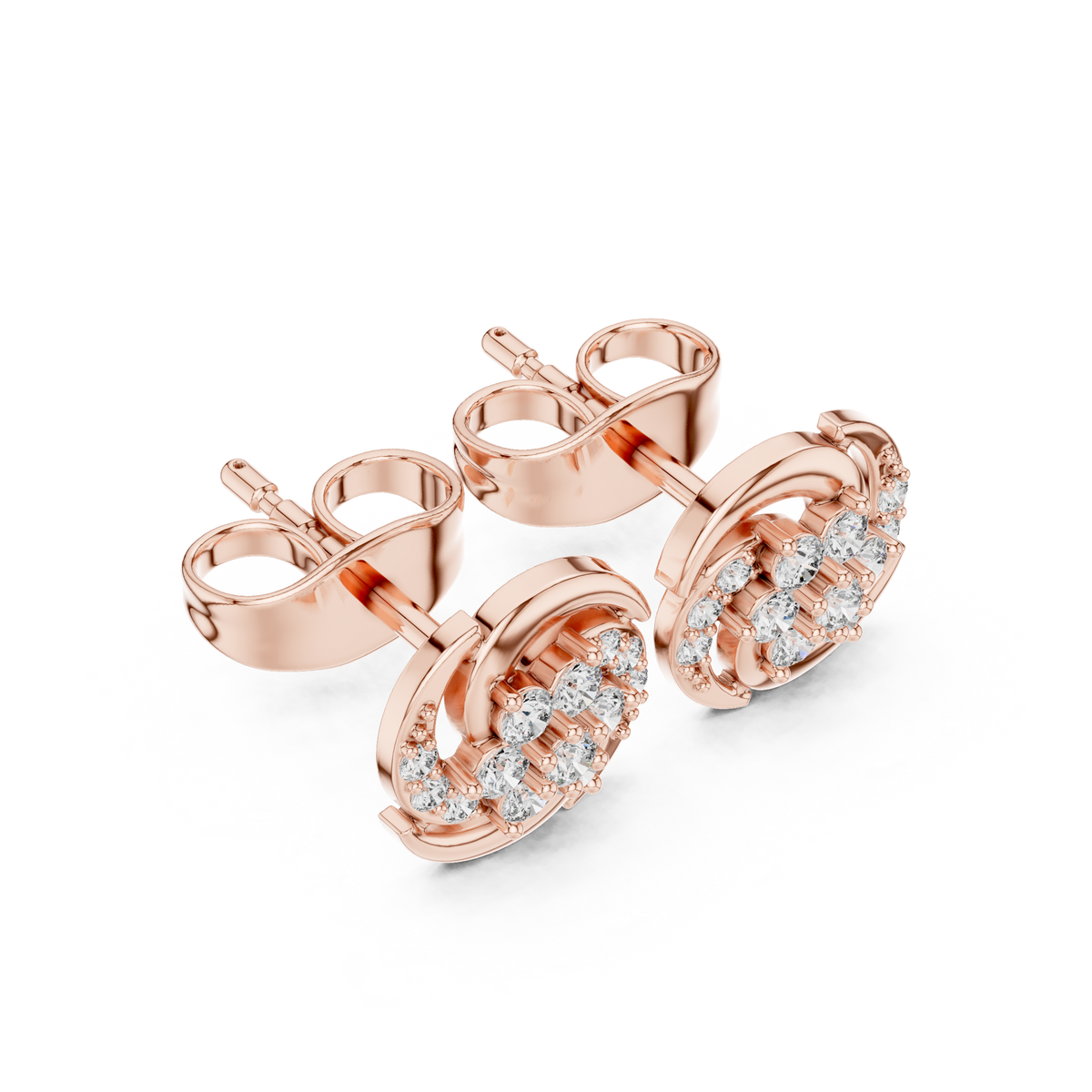Elegant Swirl Floral Diamond Studs