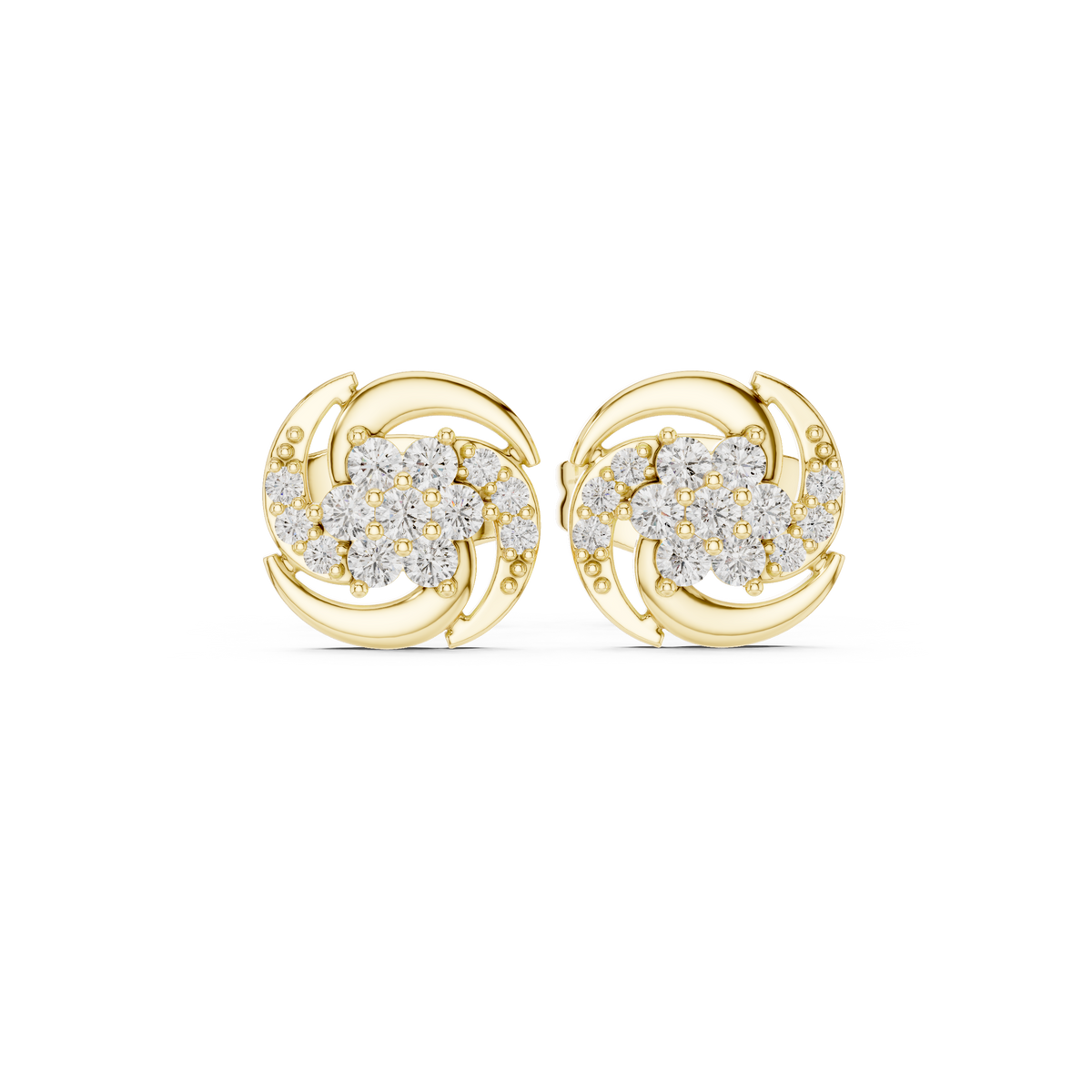Elegant Swirl Floral Diamond Studs