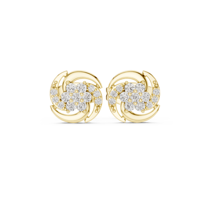 Elegant Swirl Floral Diamond Studs