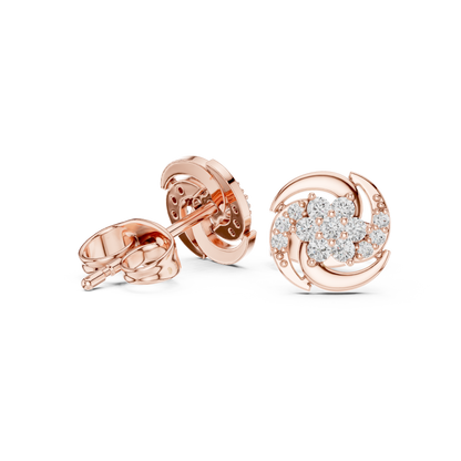 Elegant Swirl Floral Diamond Studs