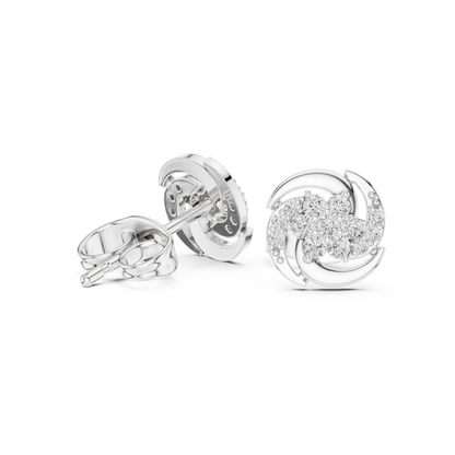 Elegant Swirl Floral Diamond Studs