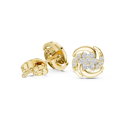 Elegant Swirl Floral Diamond Studs