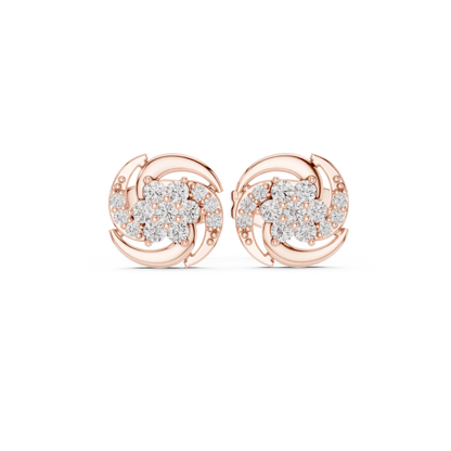Elegant Swirl Floral Diamond Studs