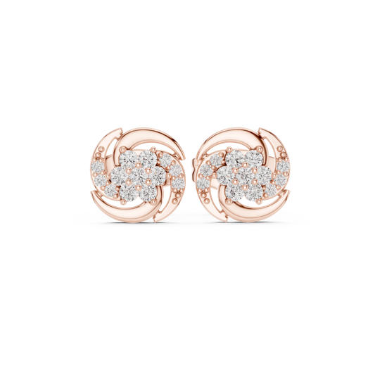 Elegant Swirl Floral Diamond Studs