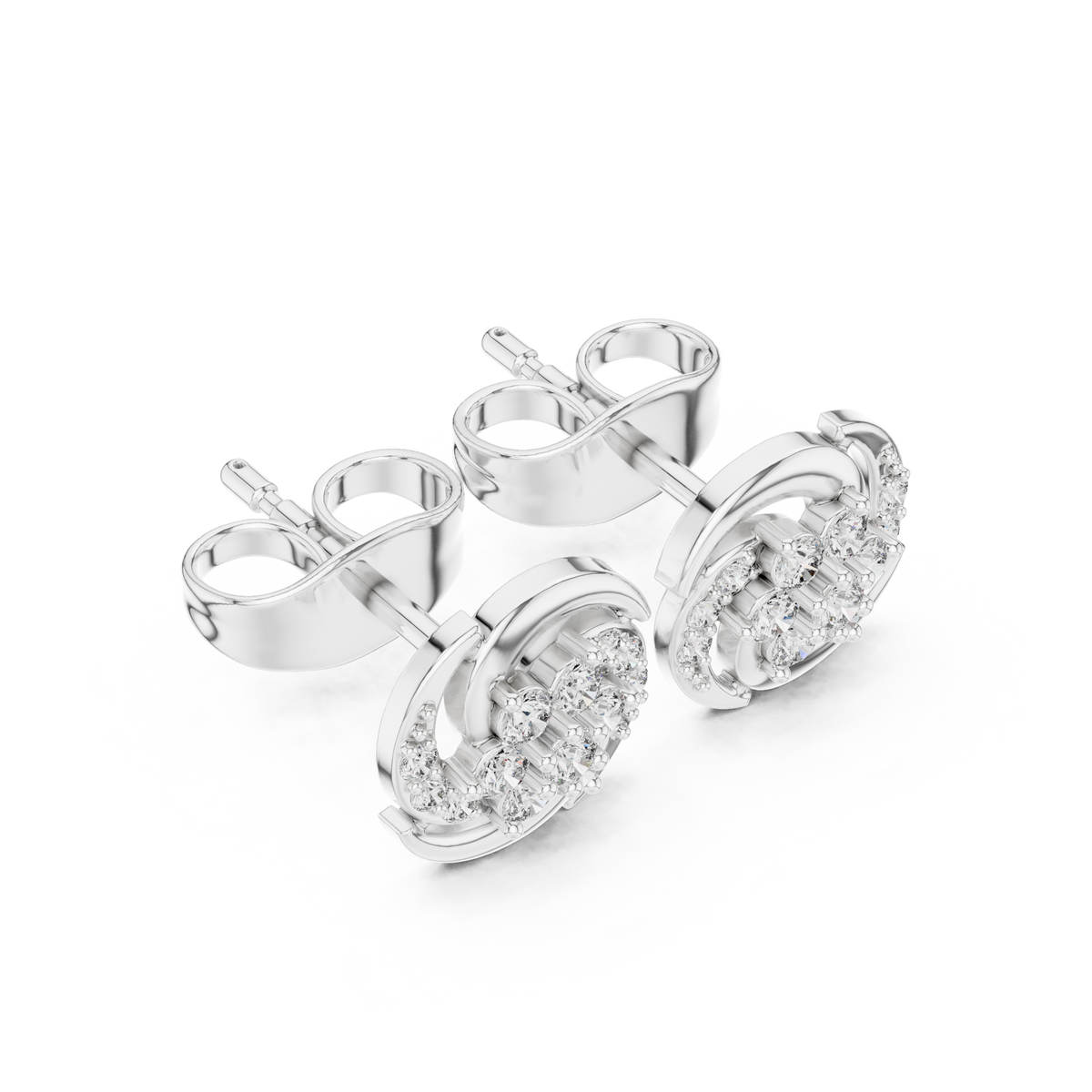Elegant Swirl Floral Diamond Studs