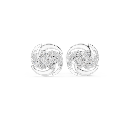 Elegant Swirl Floral Diamond Studs