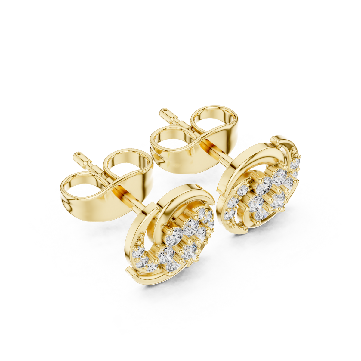 Elegant Swirl Floral Diamond Studs