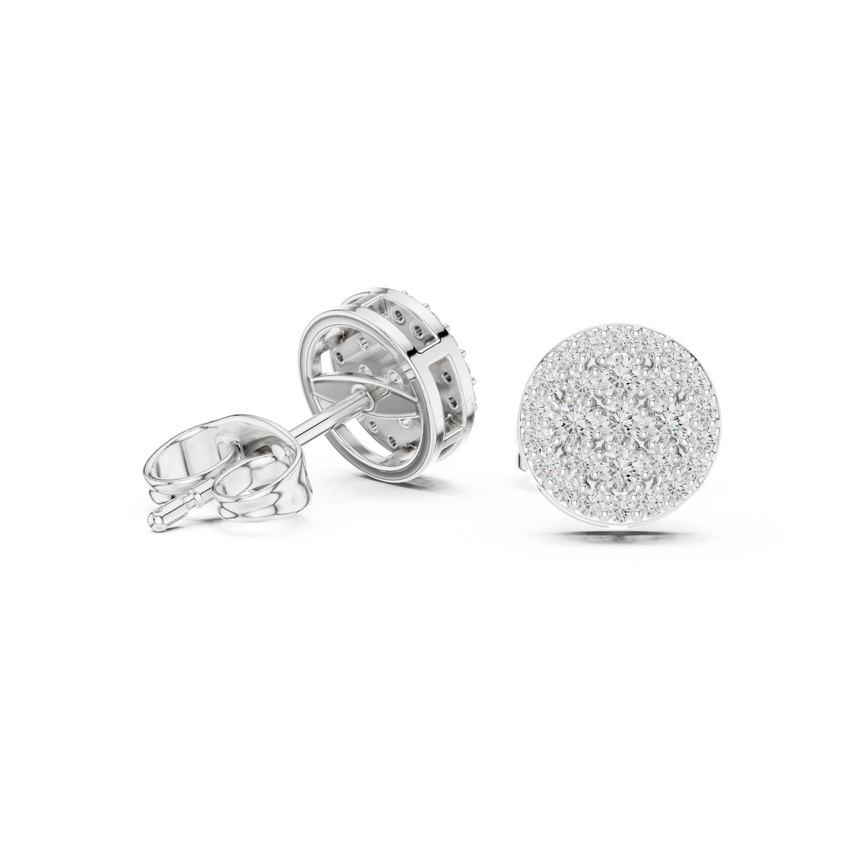Radiant Round Floral Pavé Studs