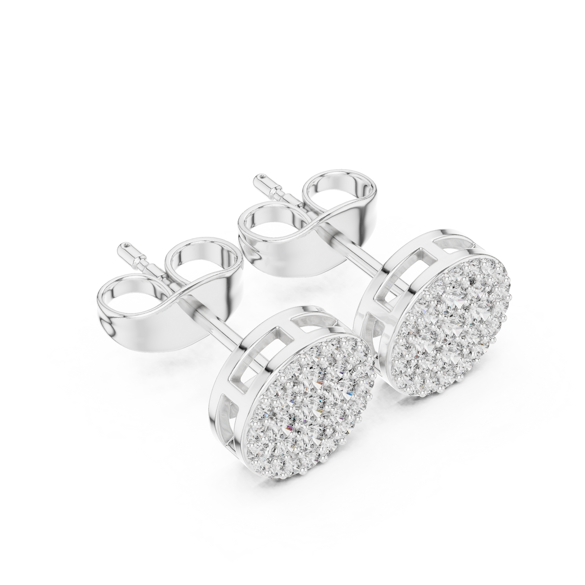 Radiant Round Floral Pavé Studs
