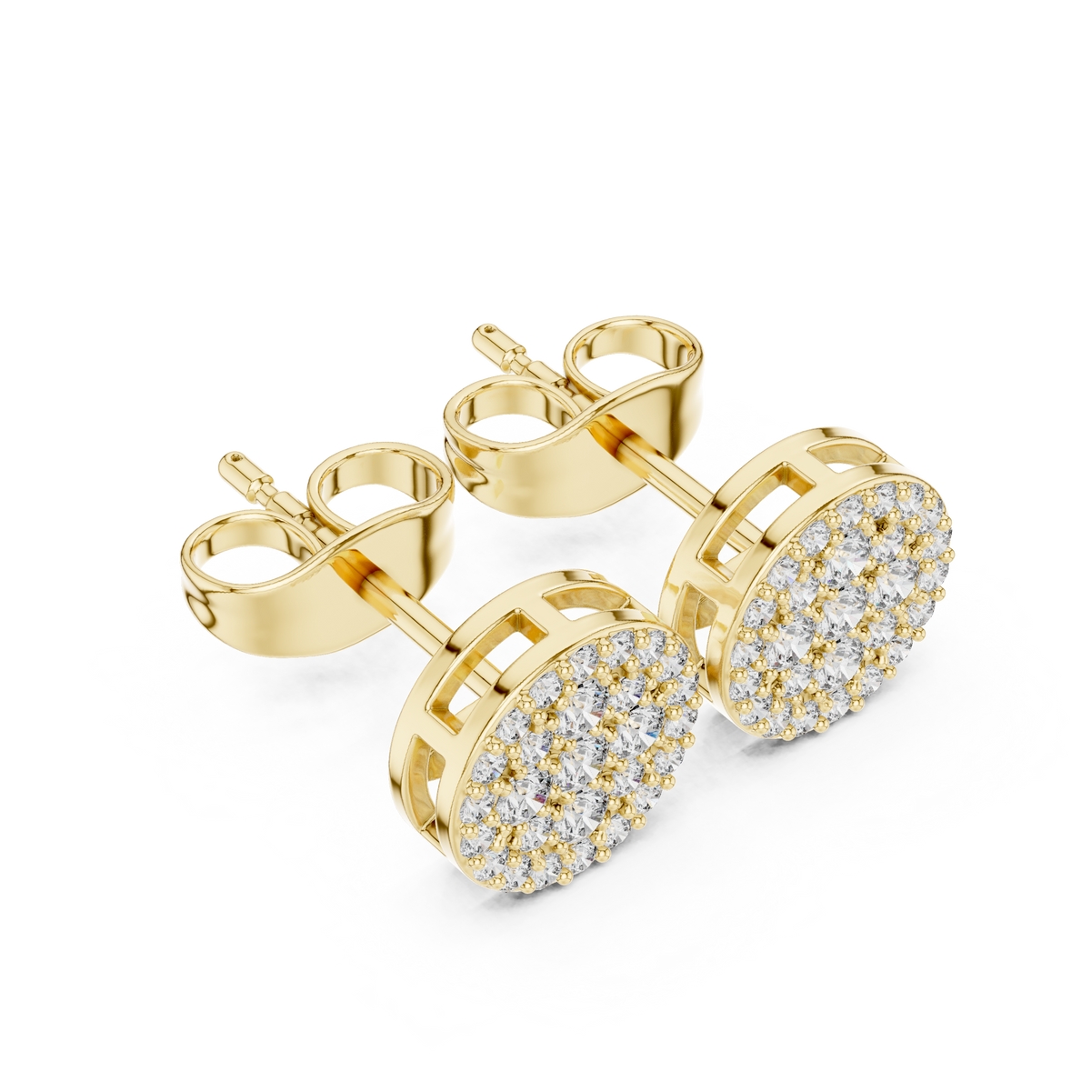 Radiant Round Floral Pavé Studs