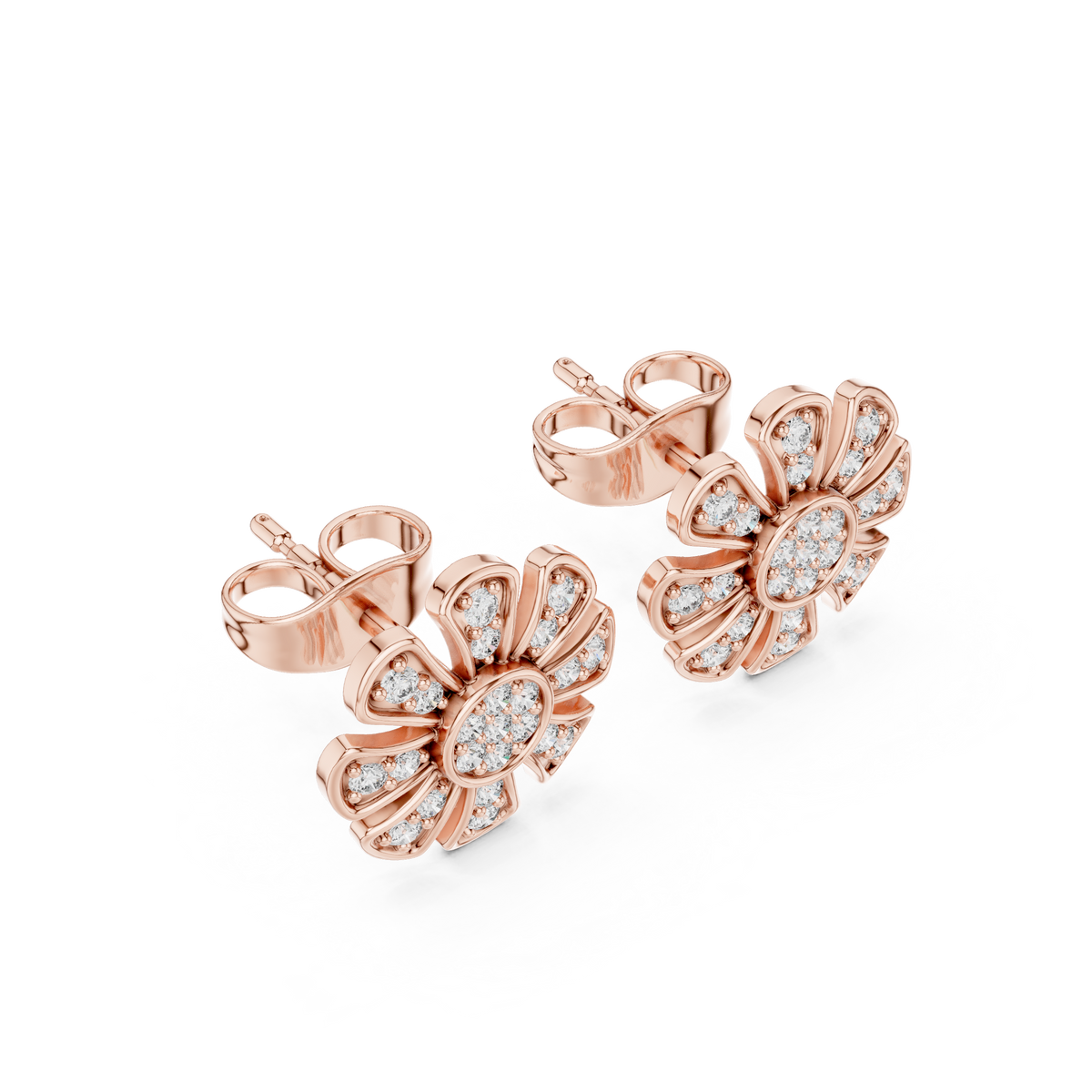 Radiant Eight Petal Diamond Studs