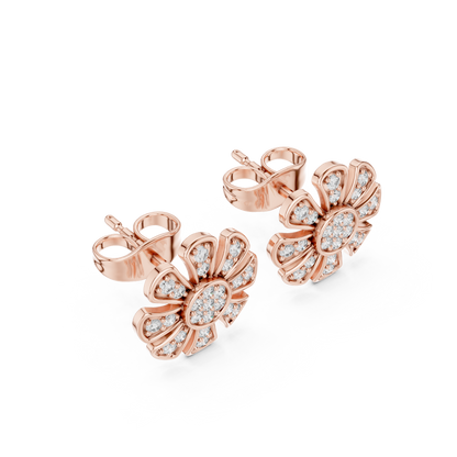 Radiant Eight Petal Diamond Studs
