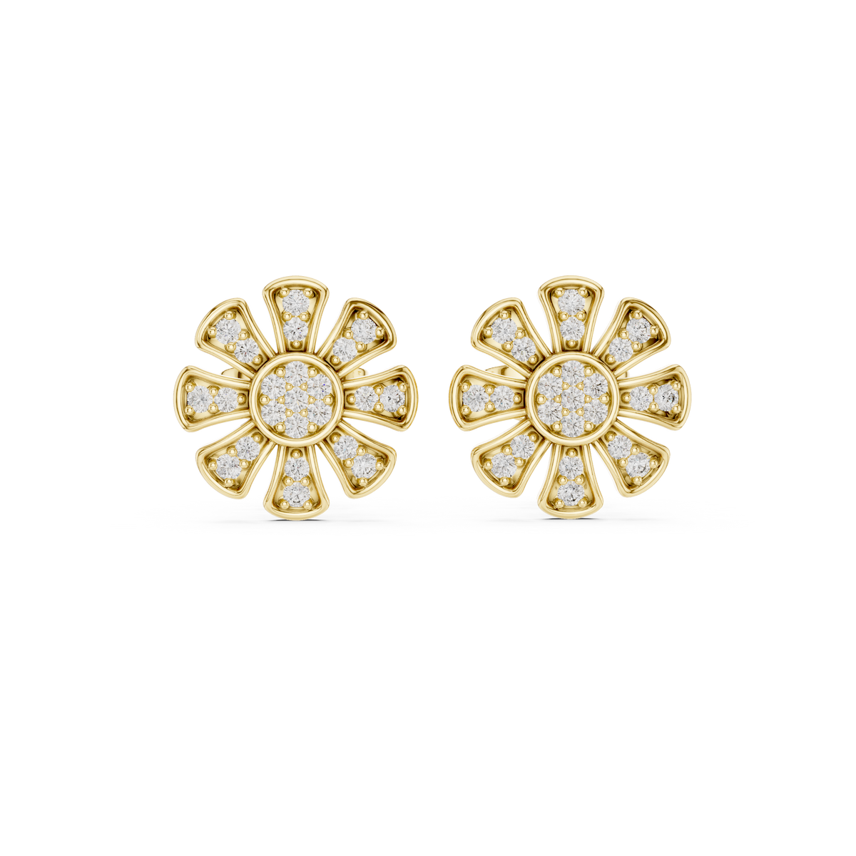 Radiant Eight Petal Diamond Studs