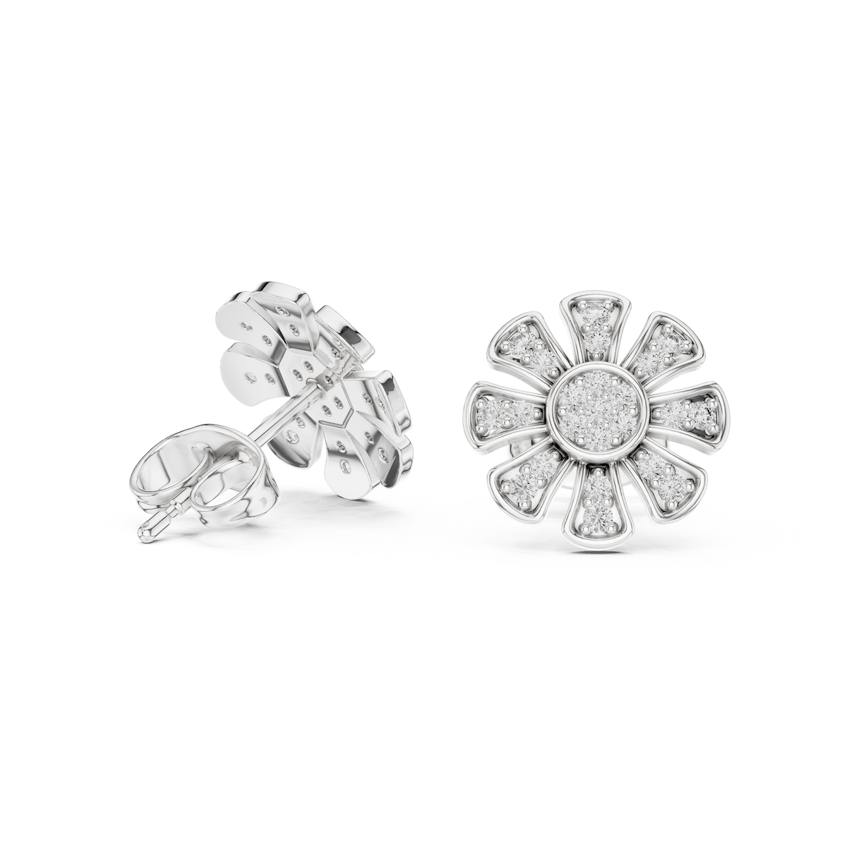Radiant Eight Petal Diamond Studs