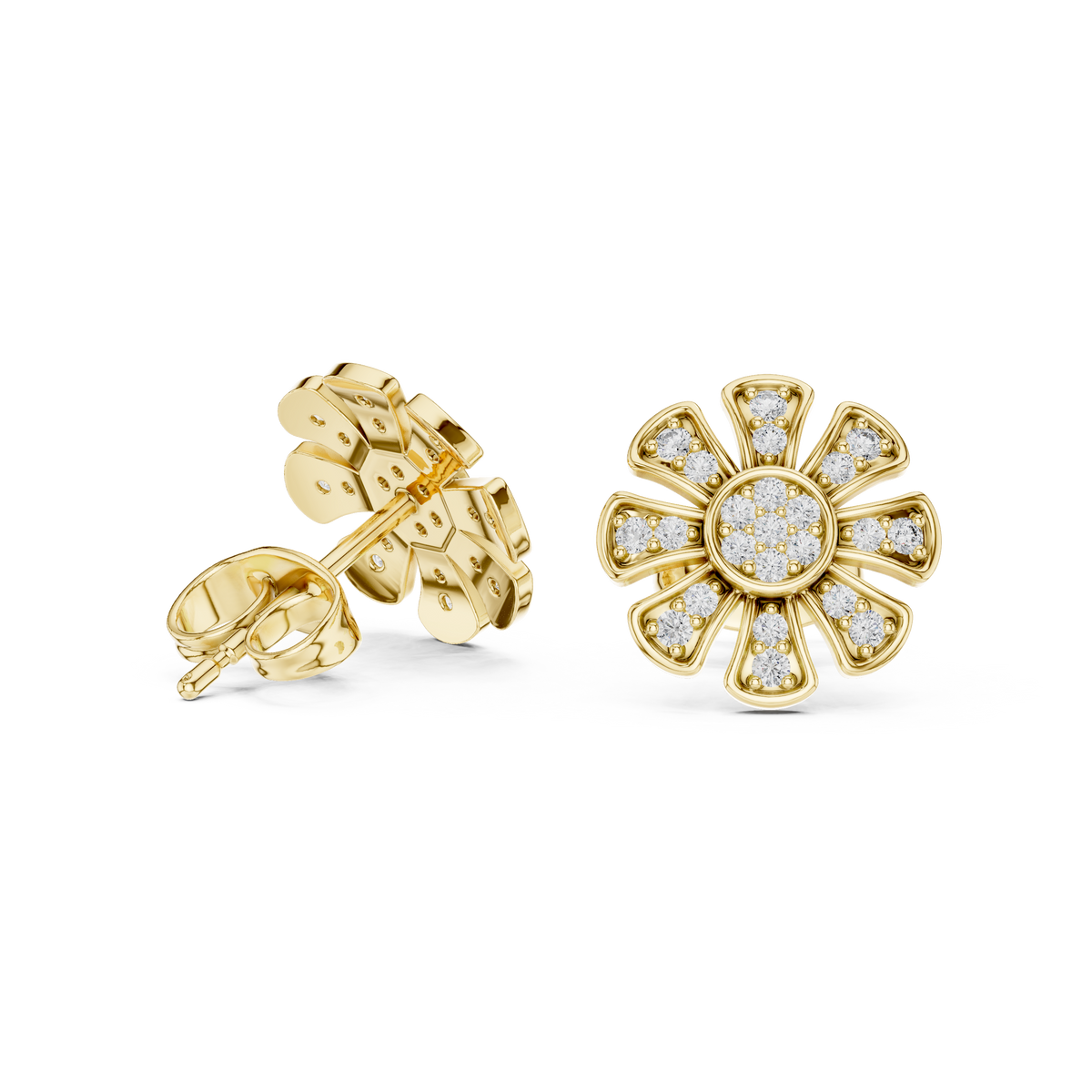 Radiant Eight Petal Diamond Studs