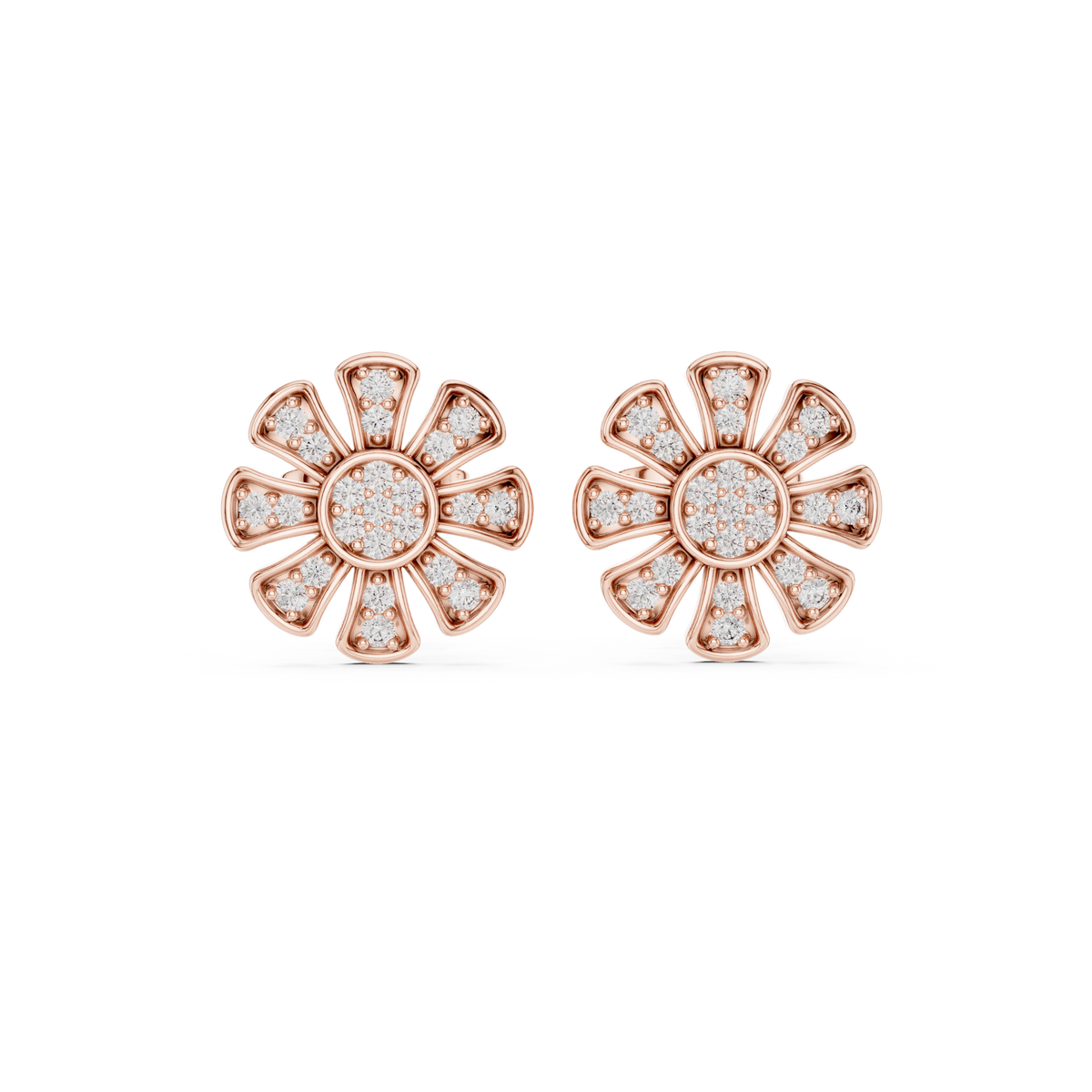 Radiant Eight Petal Diamond Studs