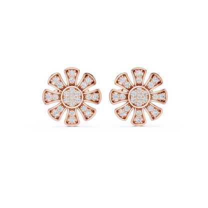 Radiant Eight Petal Diamond Studs