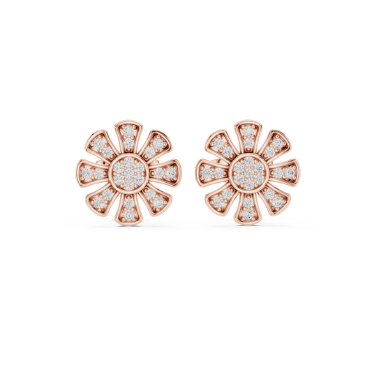 Radiant Eight Petal Diamond Studs