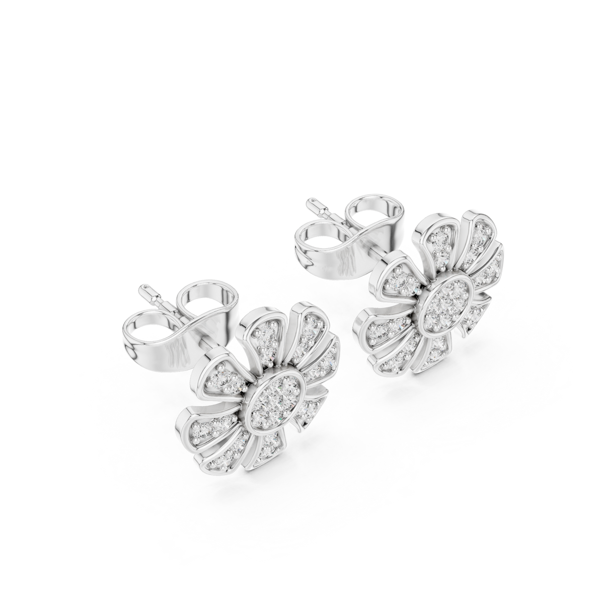 Radiant Eight Petal Diamond Studs