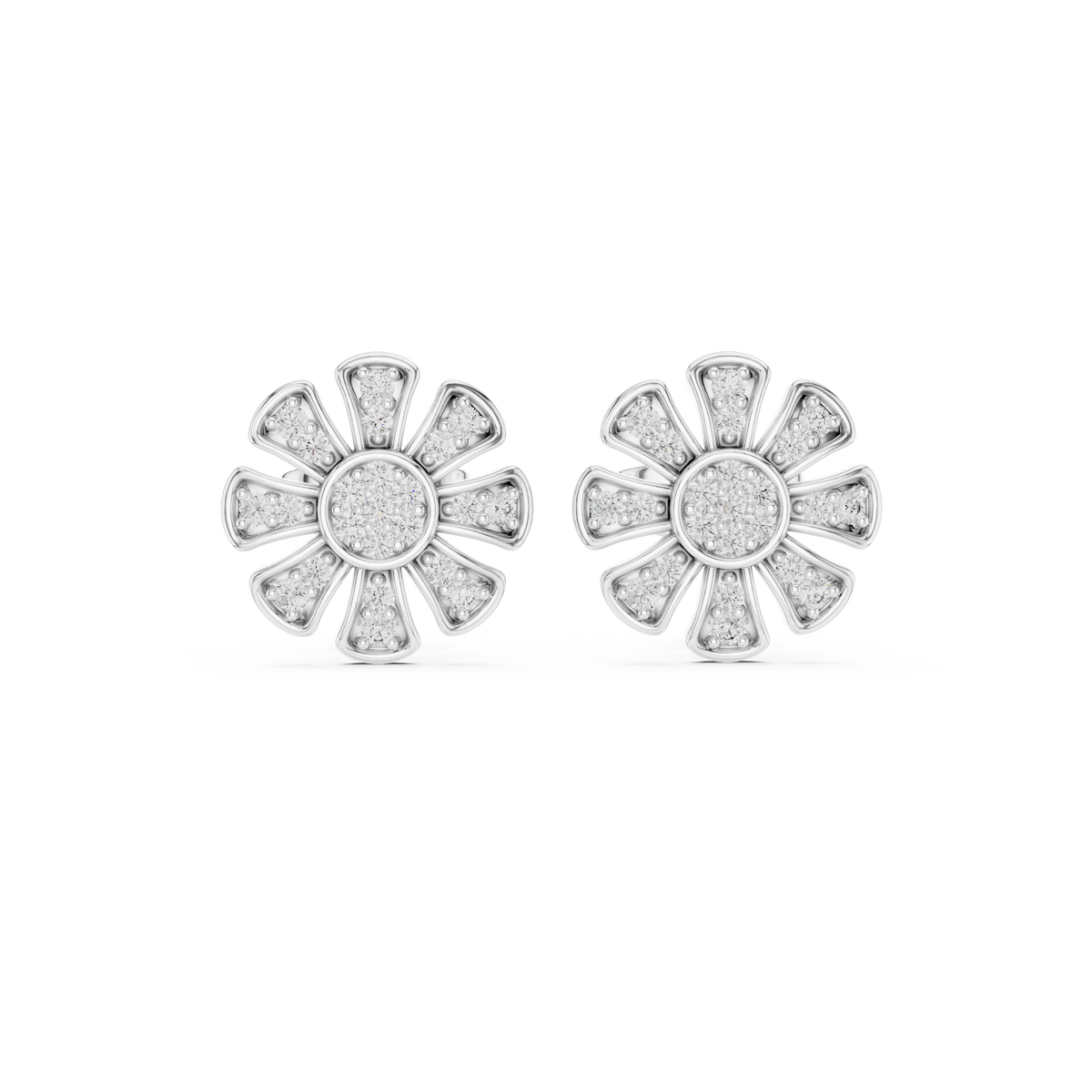 Radiant Eight Petal Diamond Studs