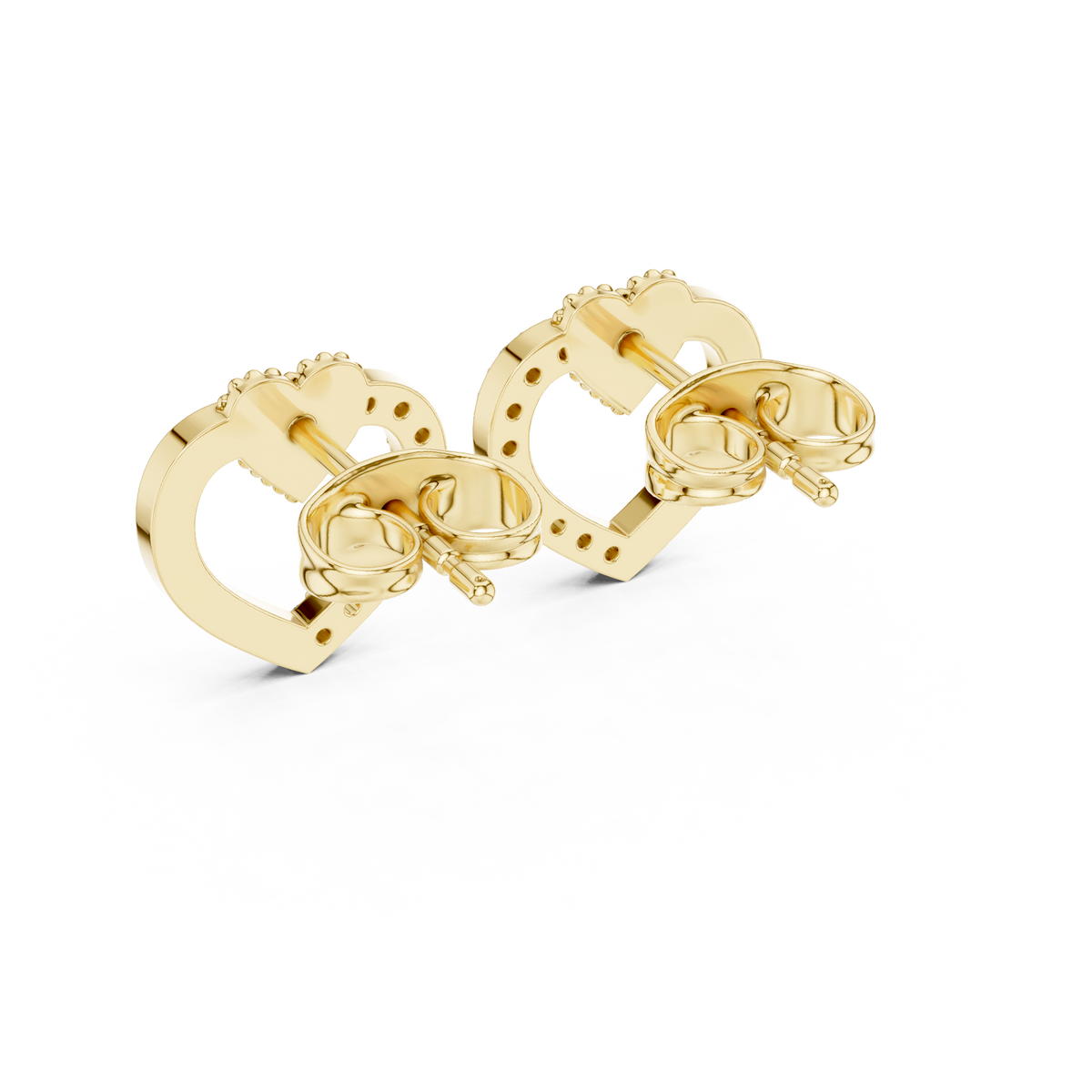 Elegant Heart Crest Pavé Diamond Studs