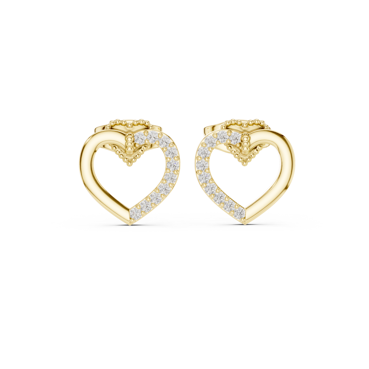 Elegant Heart Crest Pavé Diamond Studs
