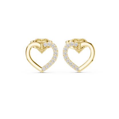 Elegant Heart Crest Pavé Diamond Studs