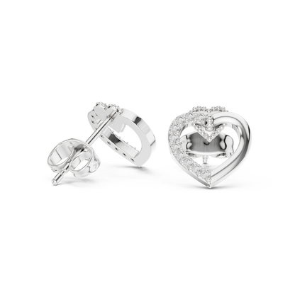 Elegant Heart Crest Pavé Diamond Studs