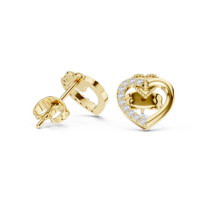Elegant Heart Crest Pavé Diamond Studs