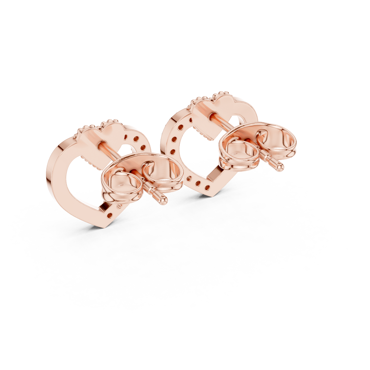 Elegant Heart Crest Pavé Diamond Studs