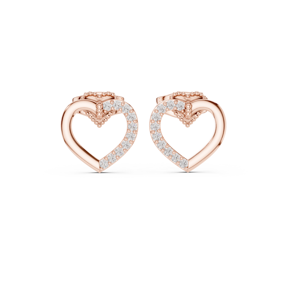 Elegant Heart Crest Pavé Diamond Studs