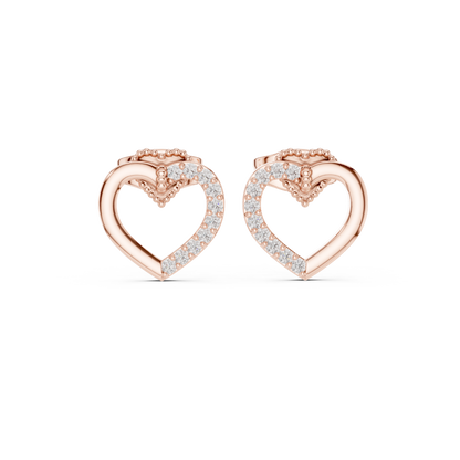 Elegant Heart Crest Pavé Diamond Studs