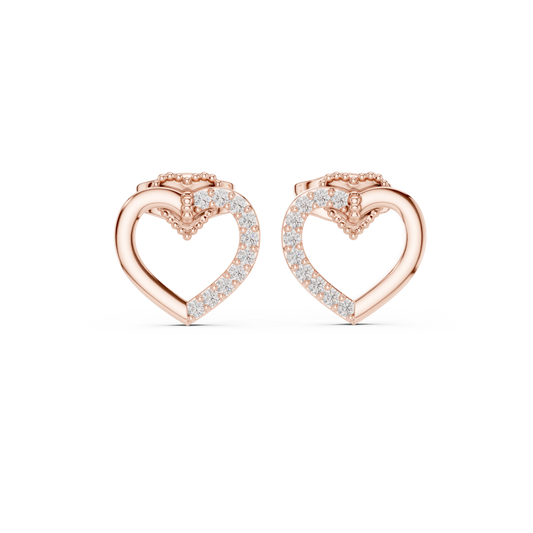 Elegant Heart Crest Pavé Diamond Studs