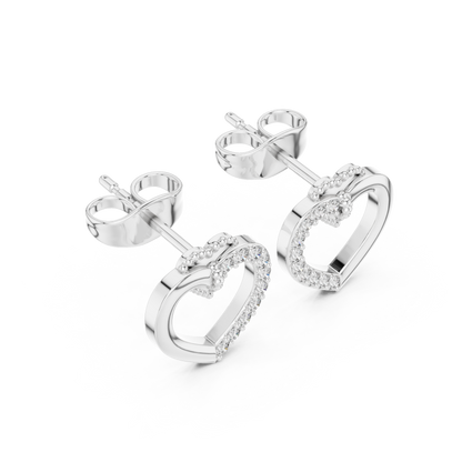 Elegant Heart Crest Pavé Diamond Studs