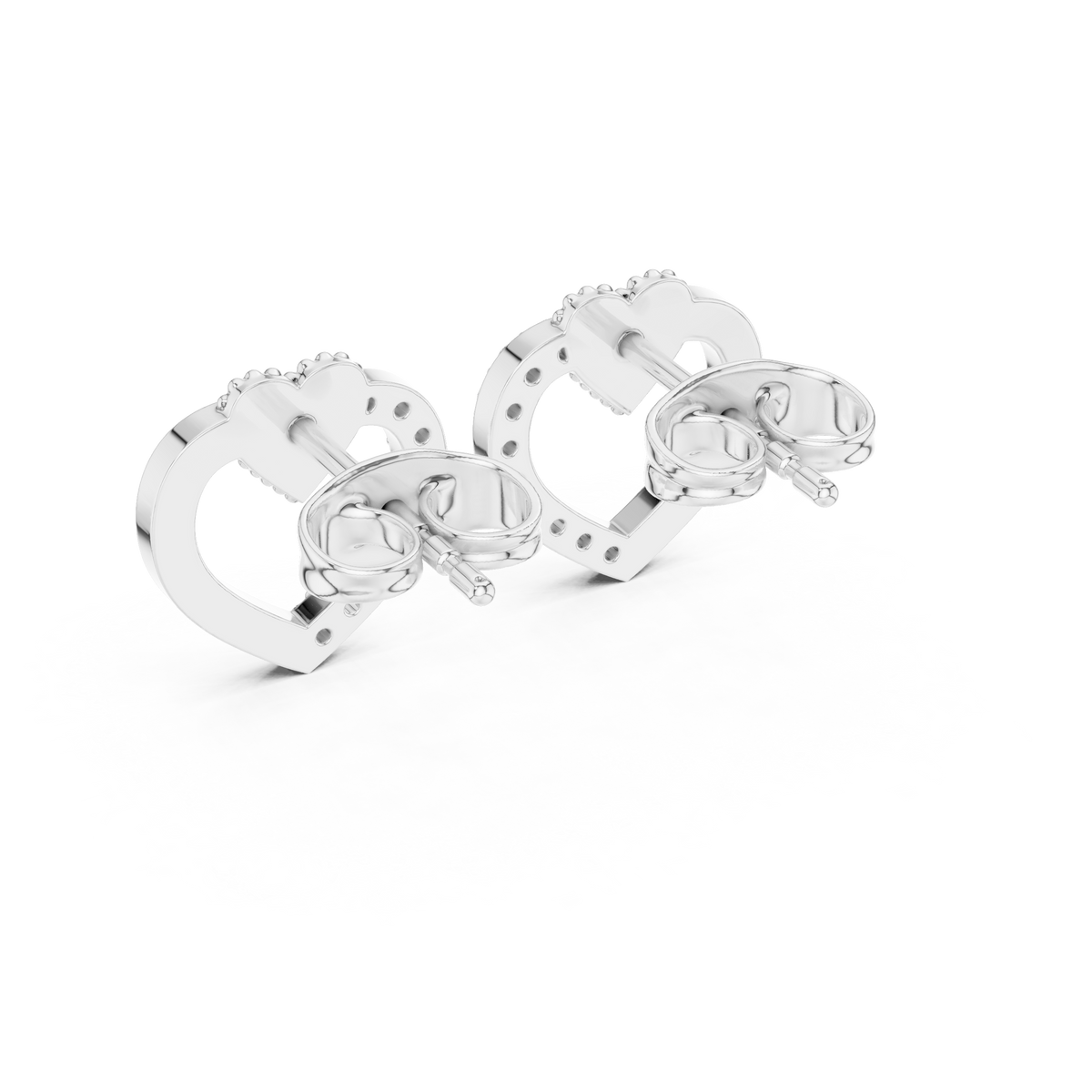 Elegant Heart Crest Pavé Diamond Studs
