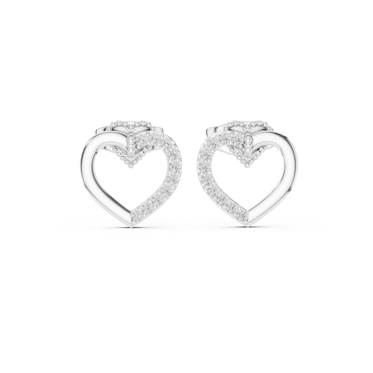 Elegant Heart Crest Pavé Diamond Studs