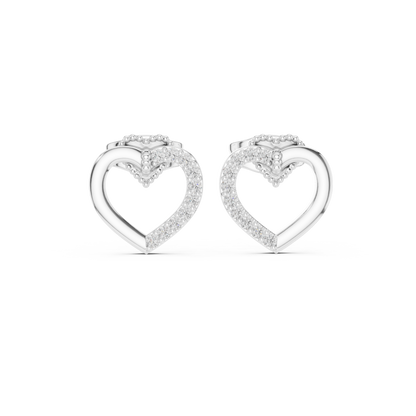 Elegant Heart Crest Pavé Diamond Studs